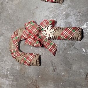 Rustic candy cane door hanger